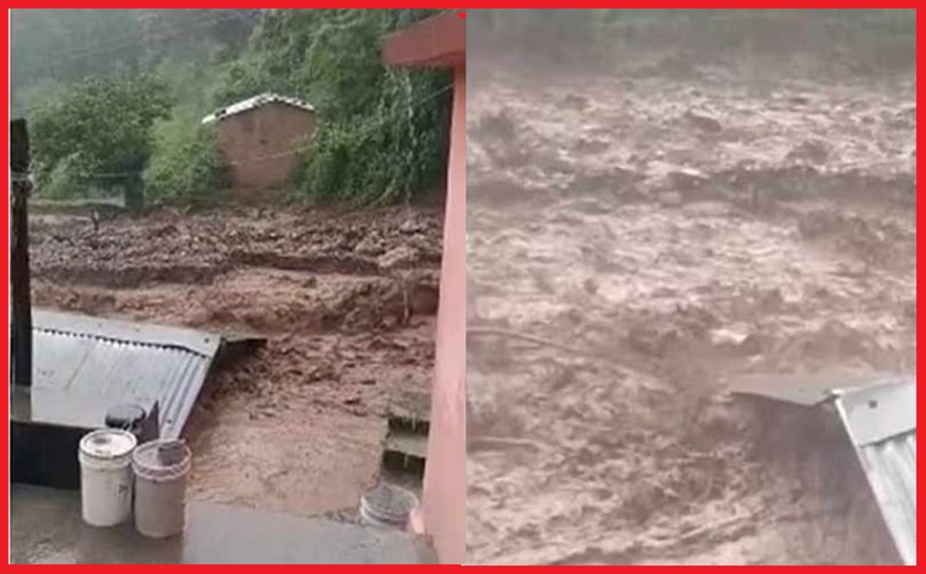 पांवटा साहिब के आंजभोज क्षेत्र में मुसलाधार बारिश ने मचाई तबाही; खड्ड में आई बाढ़, घरों में घुसा पानी