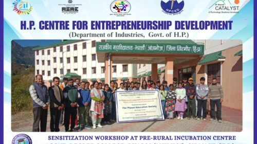 प्री-ग्रामीण उष्मायन केंद्र, राजकीय महाविद्यालय भरली (आंजभोज), जिला सिरमौर हिमाचल प्रदेश जिला स्तरीय कार्यशाला का आयोजन