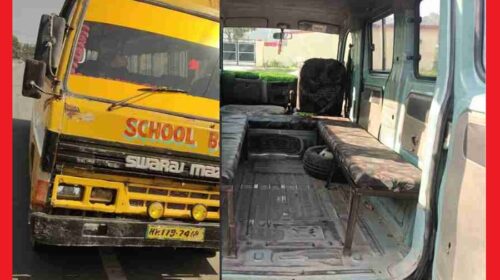 RTO सिरमौर ने बिना फिटनेस चल रही स्कूल बस और 12 वाहनों के काटे चालान 