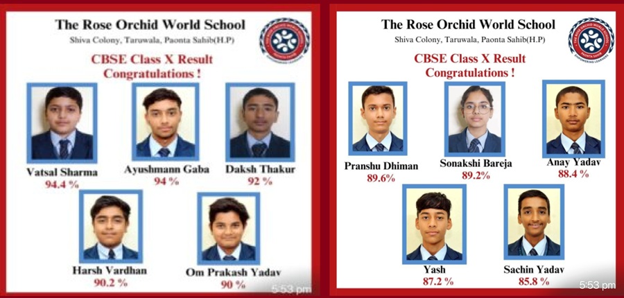 द रोज ऑर्किड वर्ल्ड स्कूल ने रचा इतिहास: CBSE कक्षा 10वीं में शत-प्रतिशत परिणाम