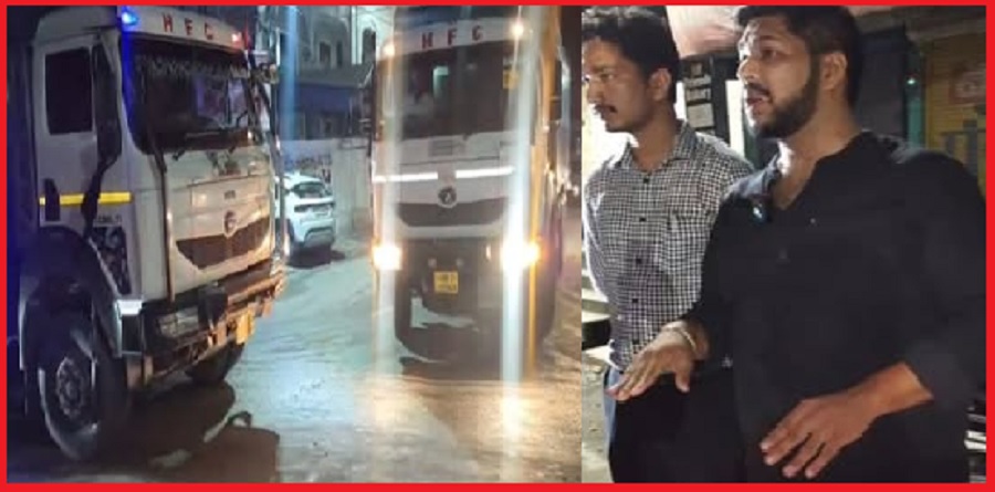 भाजपा युवा मोर्चा ने बद्रीपुर–पुरुवाला मार्ग पर ट्रालों को रोका, बिना नंबर प्लेट वाहनों पर उठाए सवाल
